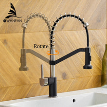 Load image into Gallery viewer, WANFAN Modern Polished Chrome Brass Kitchen Sink Faucet Pull Out Single Handle Swivel Spout Vessel Sink Mixer Tap 9013