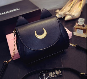 New Summer Sailor Moon Ladies Luna Cat Chain Shoulder Bag PU Leather Casual Handbag Women Fashion Crossbody Messenger Small Bags