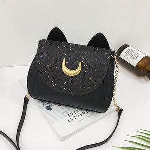 New Summer Sailor Moon Ladies Luna Cat Chain Shoulder Bag PU Leather Casual Handbag Women Fashion Crossbody Messenger Small Bags