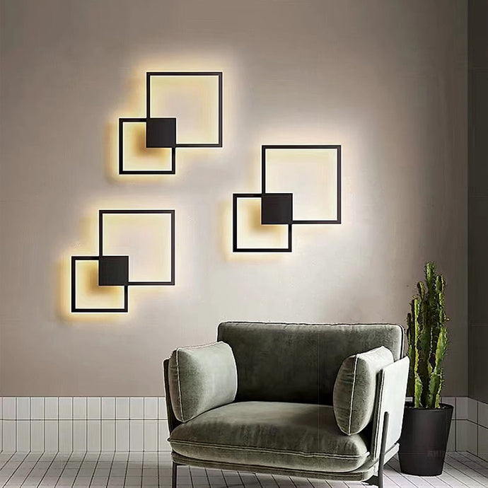 Hartisan Led Wall Lamps For Bedroom Square Lamp Home Decoration Lights Creative DIY Pattern Wall Sconces Fixtures Mounted Lamp