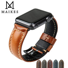 Load image into Gallery viewer, MAIKES Oil Wax Leather Bracelet For Apple Watch Band 42mm 38mm / 44mm 40mm Series 6 5 4 3 For Apple Watch Strap iWatch Watchband