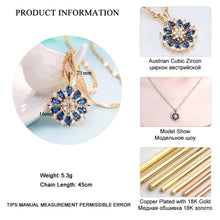 Load image into Gallery viewer, LADYCHIC Blue Crystal Charm Necklaces &amp; Pendants Gold Color AAA Quality Zircon Flower Design Women Gifts Wholesale LN1137