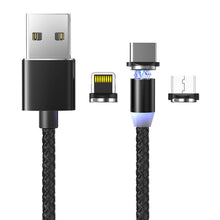 Load image into Gallery viewer, Alimoto 1M Magnetic Mobile Phone USB Cable 3 in 1 Fast Charger Cable Micro USB Type C Charging Cable