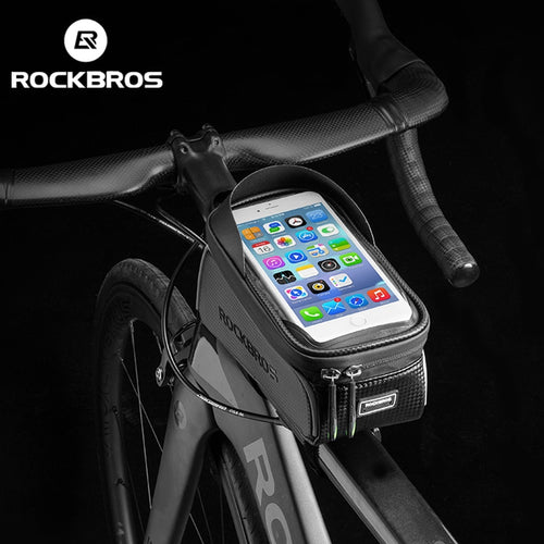 ROCKBROS Bicycle Bag Cycling Front Tube Frame Bag Waterproof Top Tube Phone Bag MTB Road Bike Touch Screen 6.0 inch Phone Case