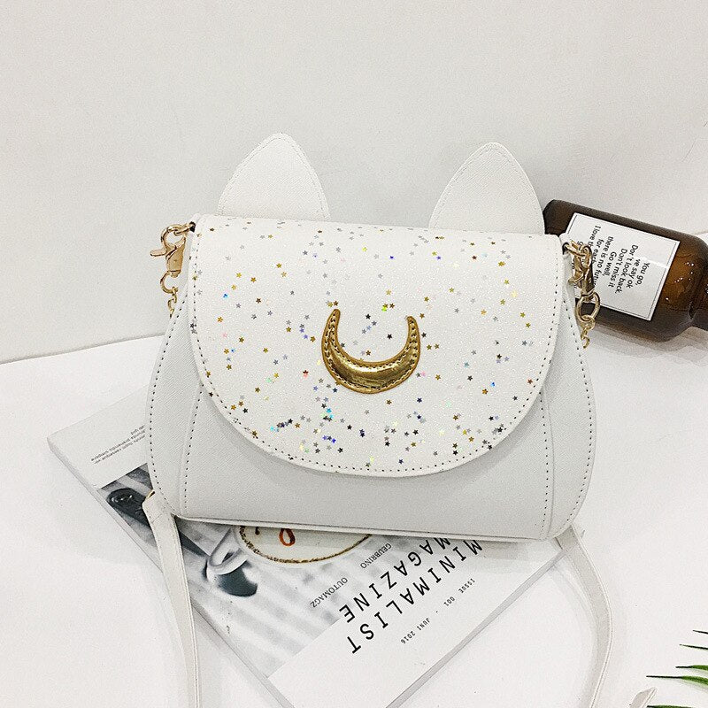 New Summer Sailor Moon Ladies Luna Cat Chain Shoulder Bag PU Leather Casual Handbag Women Fashion Crossbody Messenger Small Bags