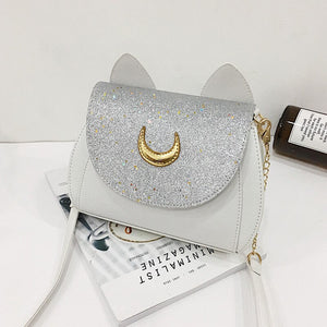 New Summer Sailor Moon Ladies Luna Cat Chain Shoulder Bag PU Leather Casual Handbag Women Fashion Crossbody Messenger Small Bags