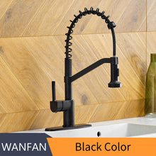 Load image into Gallery viewer, WANFAN Modern Polished Chrome Brass Kitchen Sink Faucet Pull Out Single Handle Swivel Spout Vessel Sink Mixer Tap 9013